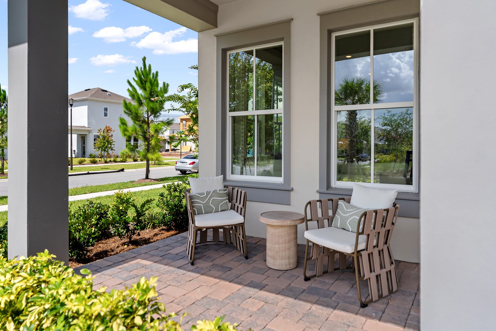 Front porch of a new home in a Central Florida community
