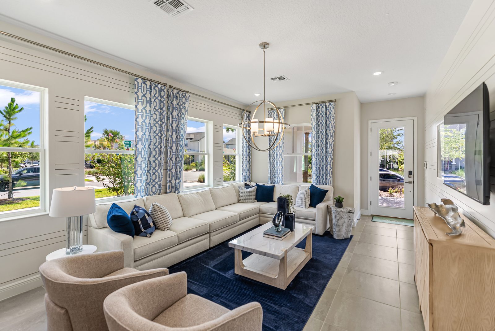 Bright staged living room ready for listing photos